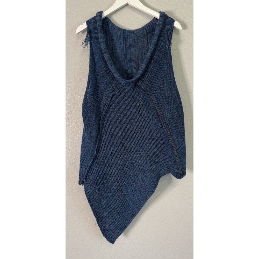 Handmade USA Merino Cotton Linen Asymmetrical Knit Top Boho Lagenlook M